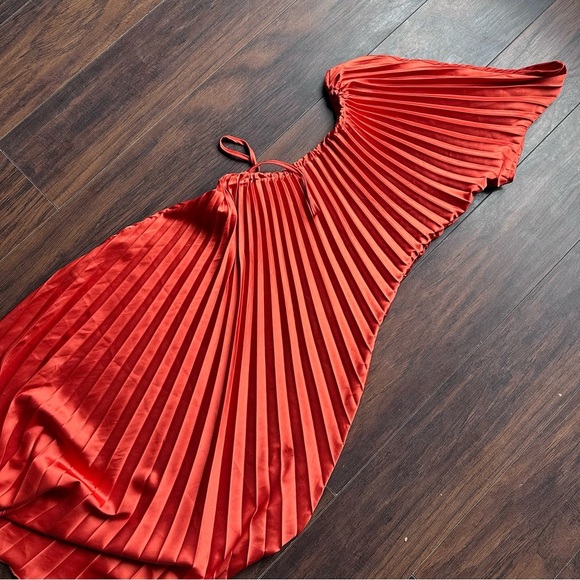 Kaei&Shi Satin Prom One Shoulder Cutout Asymmetrical Pleated Dress - Picture 4 of 8